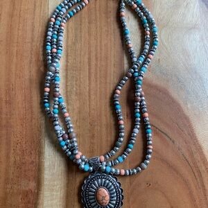 Shyanne Blue and Orange Necklace with Southwestern Charm